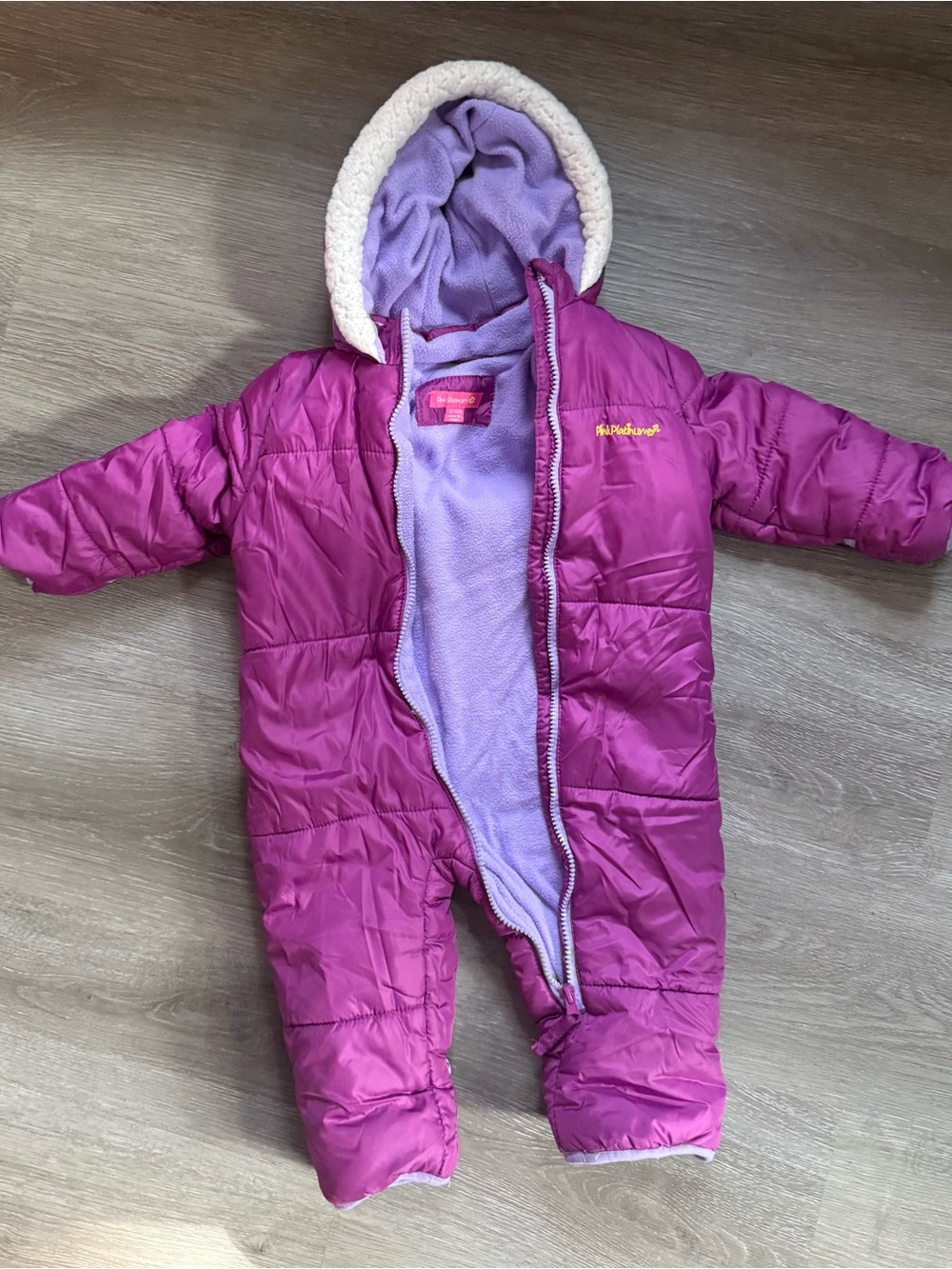 Pink Platinum Magenta & Lilac Hooded Infant One-Piece Snowsuit